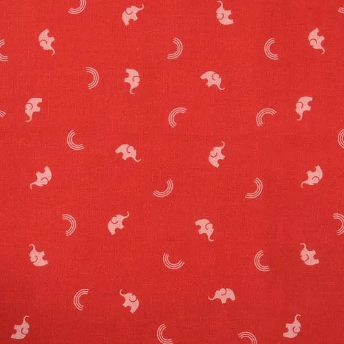 Quilting Fabric - Elephants on Red from Lucky Charms by Ghazal Razavi for Figo 92006 24