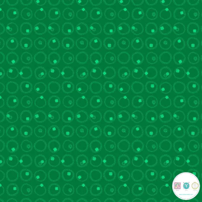 Quilting Fabric - Shamrock on Green from Lucky Charms for Figo Studios 92004 72