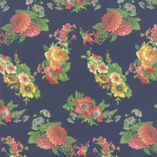 Quilting Fabric - Navy Floral from Flea Market Mix by Cathe Holden for Moda 