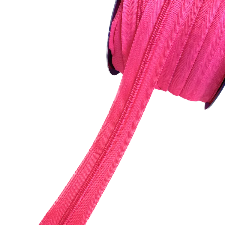 No 5 Fluorescent Pink Zip with Matching Coil - Sold by the Metre