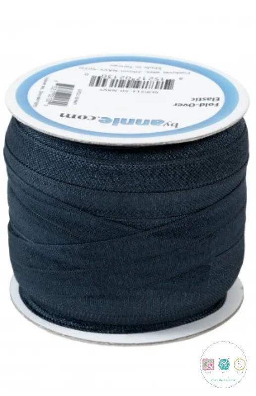 Navy Blue - Fold Over Elastic by Annie (foe) - 20mm - Ribbon - Haberdashery