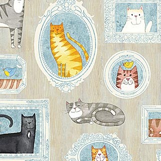 Quilting Fabric - Framed Kitty Cats from You Had Me At Meow for Northcott