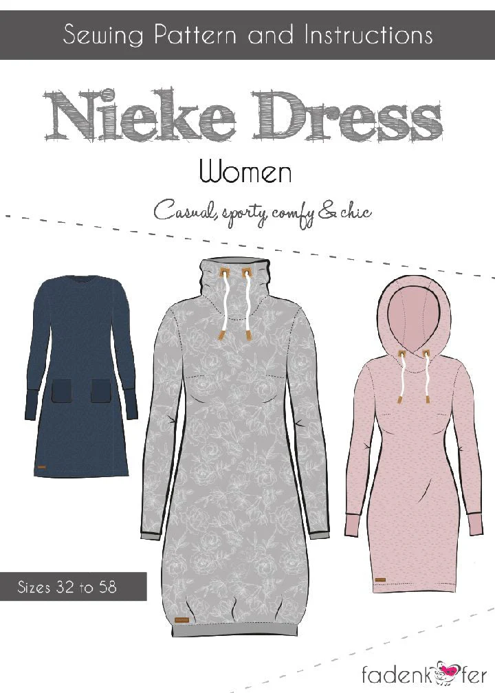 Fadenkafer - Nieke Dress Women's Sewing Pattern EU Sizes 32 to 58