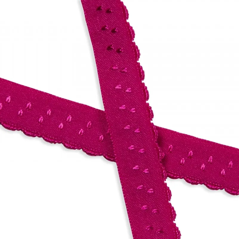 Fold Over Bias Picot Elastic in Fuchsia Pink