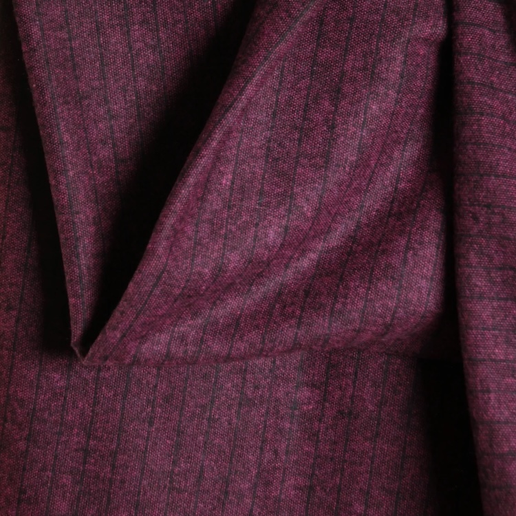 Wool Blend Medium Weight Fabric in Fuchsia PInk with Fine Black Lines