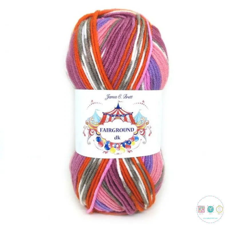 Yarn - James C Brett Fairground DK in Purple Orange Mix G2 