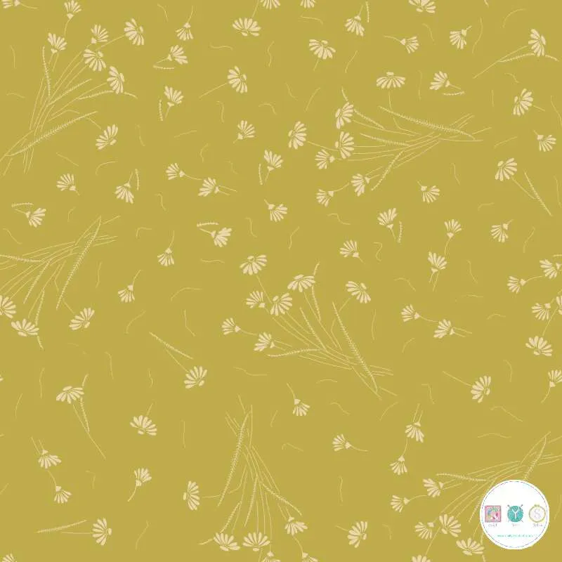 Quilting Fabric - Green Daisy Stems from Atomic Revival by River Bend Studios 2034 28