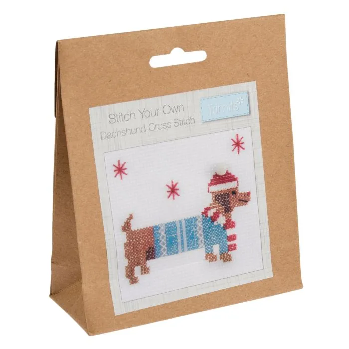 Cross Stitch Kit - Festive Dachshund