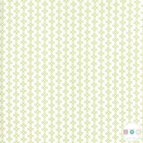 Quilting Fabric - Green Heart On White from Mamas Cottage by April Rosenthal for Moda 24055 25