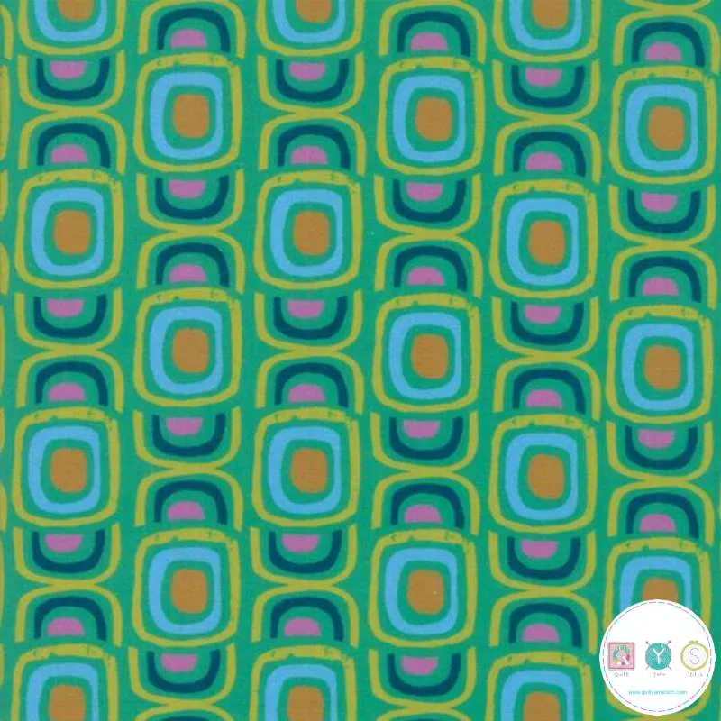 Quilting Fabric - Green Retro Print from Growing Beautiful by Crystal Manning for Moda 11833 13