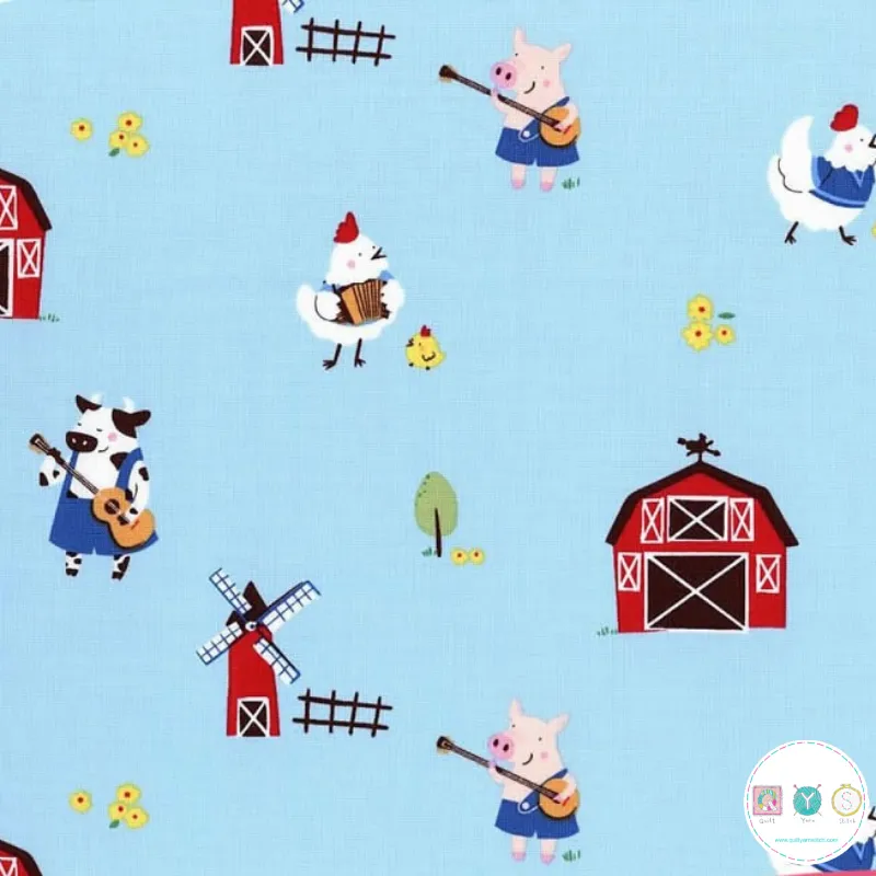 REMNANT - 0.92m - Quilting Fabric - Animal Farm Musicians from Stay Tuned for Michael Miller CX7915