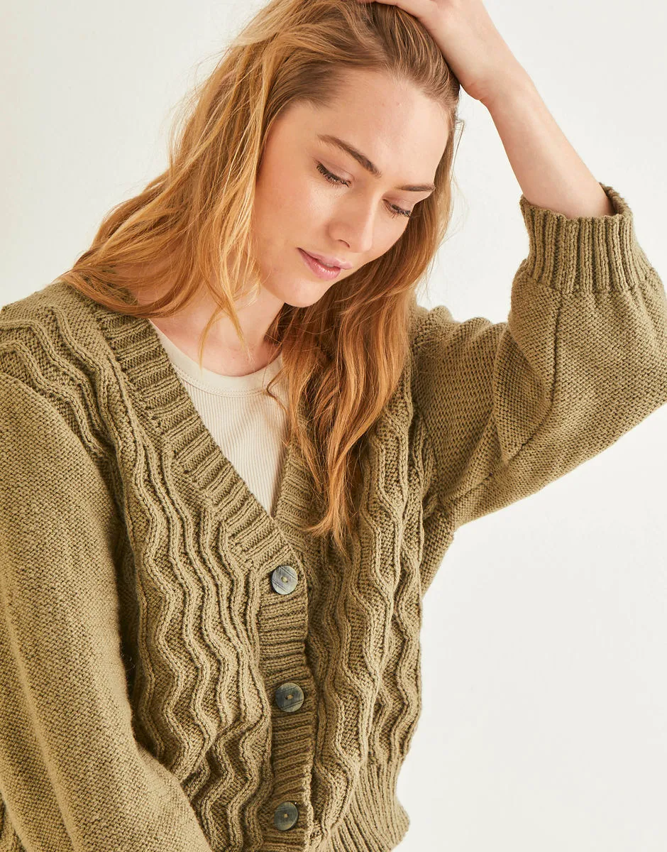 Knitting Pattern - DK Wavy Front Cardigan in Hayfield Bonus