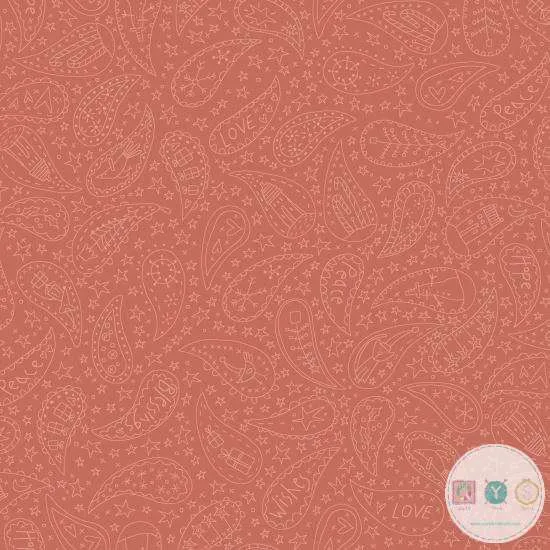 Paisley on Rust - Orange Cotton - Home For Christmas - 2072-88 - By Anni Downs of Hatched & Patched - Henry Glass & Co. - Patchwork & Quilting Fabric