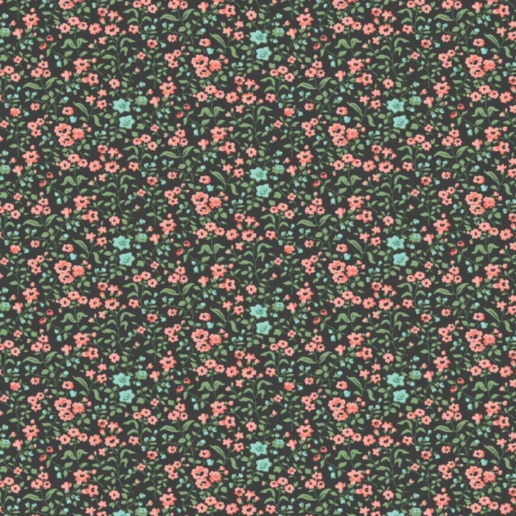 Quilting Fabric - Tinsley Floral on Charcoal from The Nottingham by Laura Ashley for Camelot 7140801 05