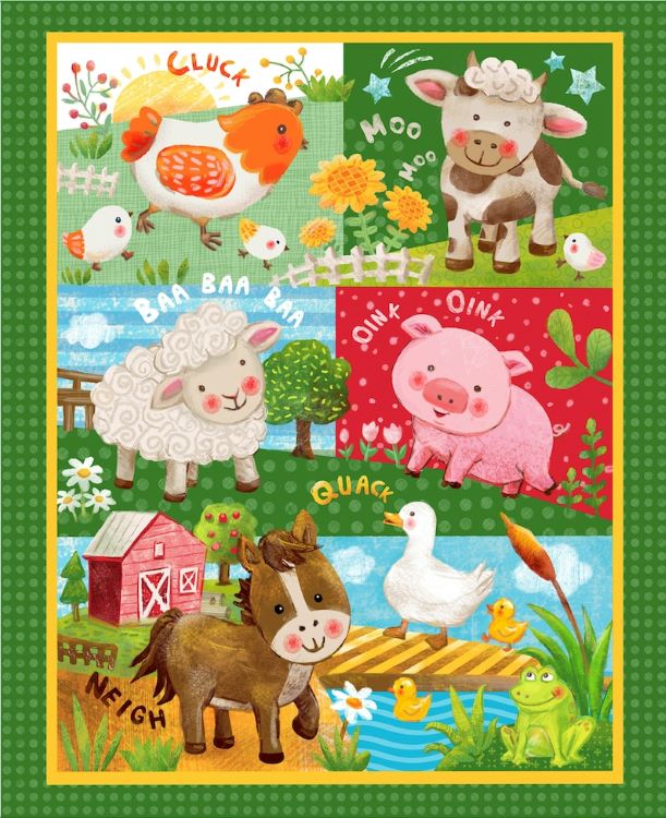 Quilting Fabric Panel - Farm Animals from Wee Ones by Oaisis Fabrics 59-5731