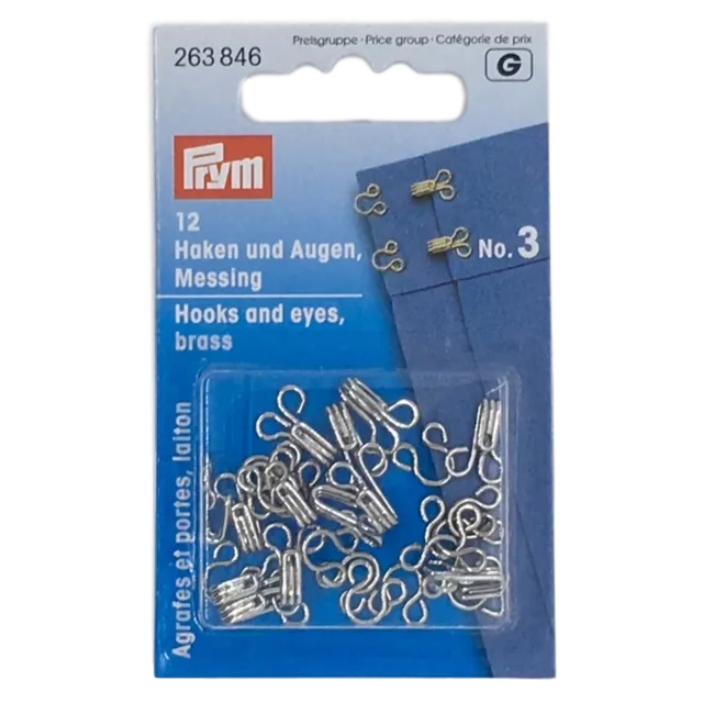 Hooks and Eyes - Size 3 in Silver by Prym 263 846