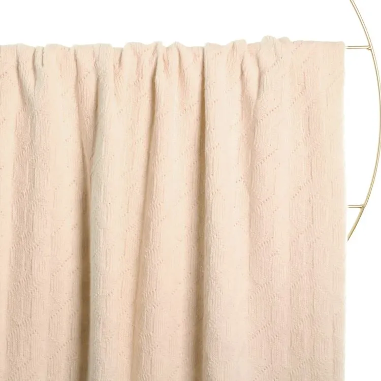 Recycled Cotton Knit Fabric with Cables in Natural Off White