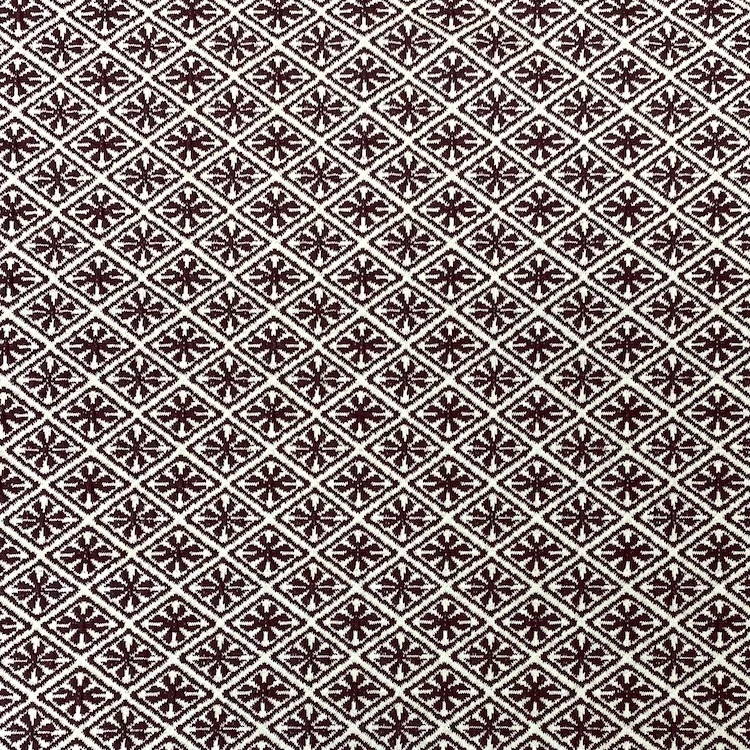 Organic Cotton Jaquard Fabric with Geometric Diamond Tile Design in Bordeaux Maroon