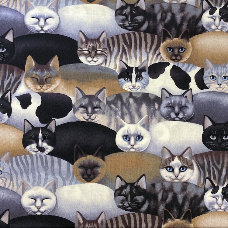 Quilting Fabric - Crowd of Cats by Liz Goodrick-Dillon for Timeless Treasures 4292