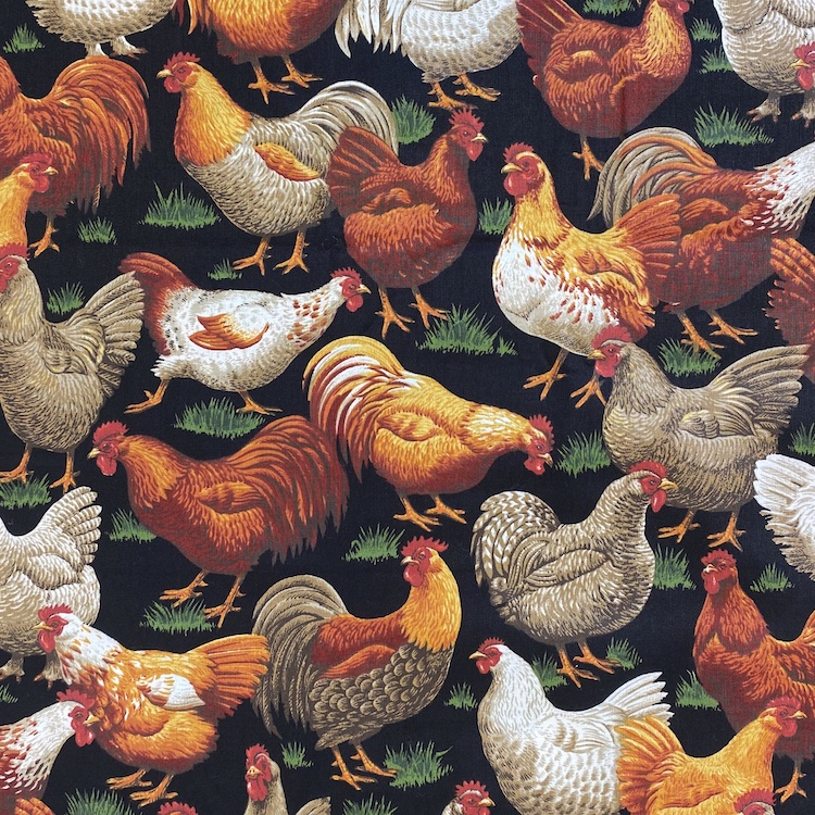 Quilting Fabric - Crowd of Hens by Cranston Printworks