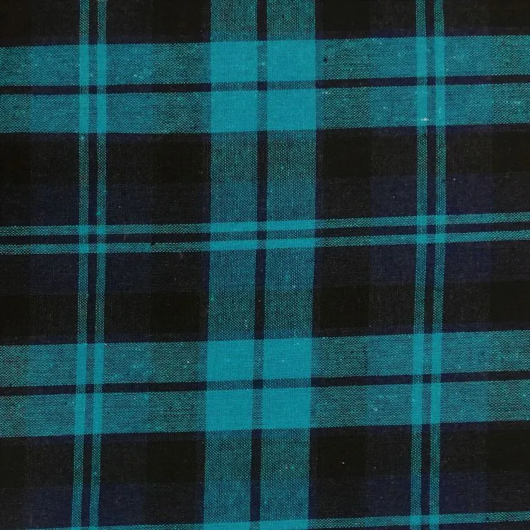 Woven Cotton Fabric in Bright Blue Tartan