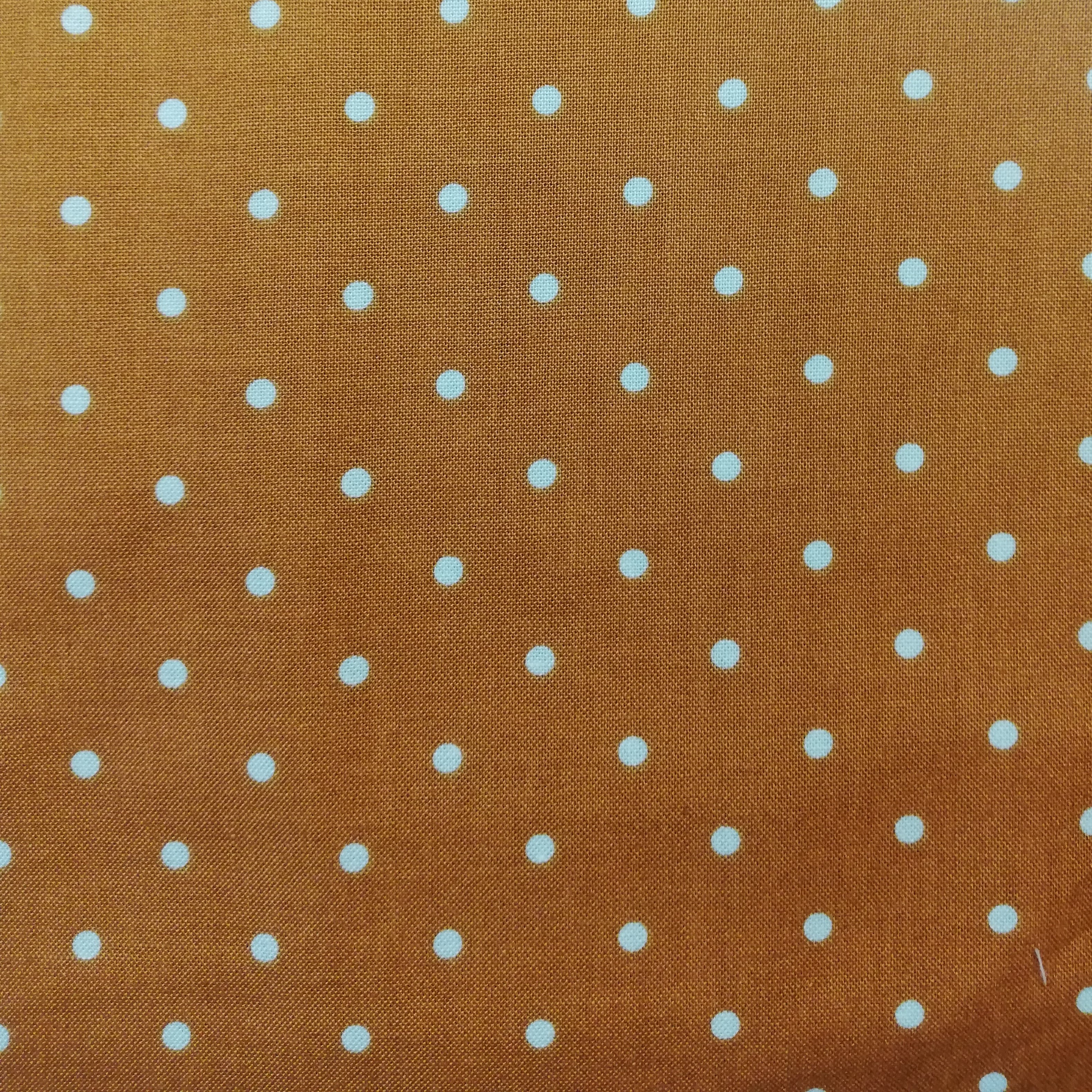 Quilting Fabric - Duck Egg  Blue Dots on Brown from Suggestions for Kids by Susie Johnson for RJR Fabrics 10777