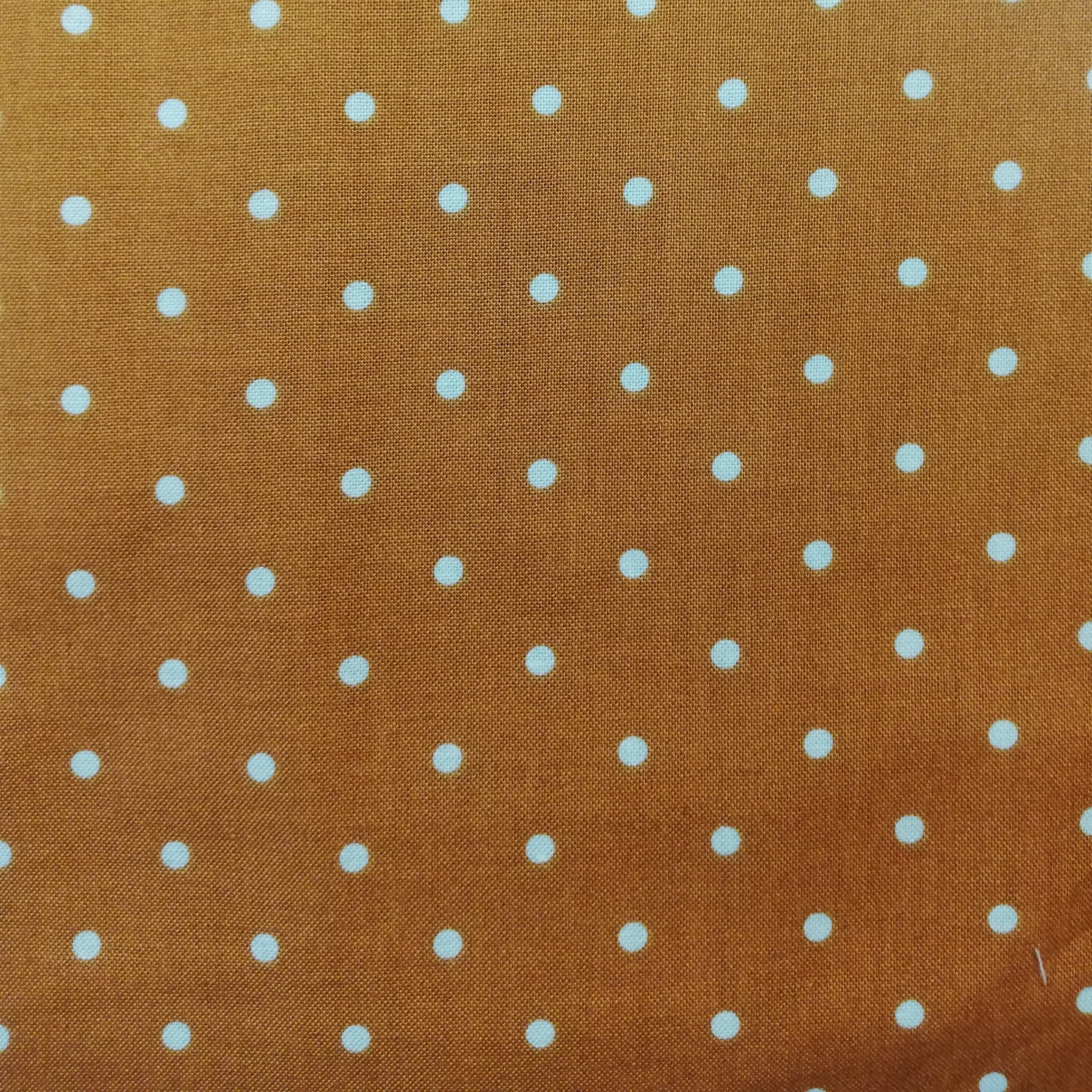 Quilting Fabric - Duck Egg  Blue Dots on Brown from Suggestions for Kids by Susie Johnson for RJR Fabrics 10777