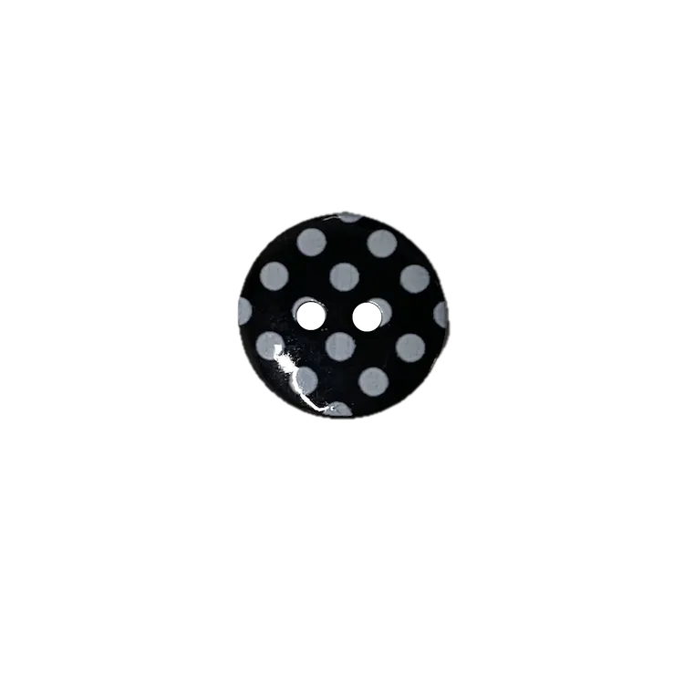 Buttons - 15mm Plastic Spotty in Black