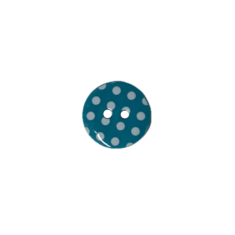 Buttons - 15mm Plastic Spotty in Turquoise Blue