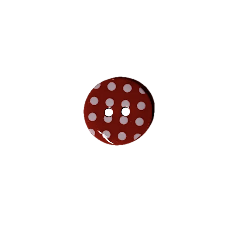 Buttons - 15mm Plastic Spotty in Red