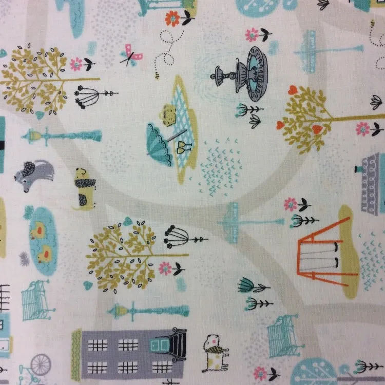 Quilting Fabric - A Walk in the Park Scene for Makower 2141