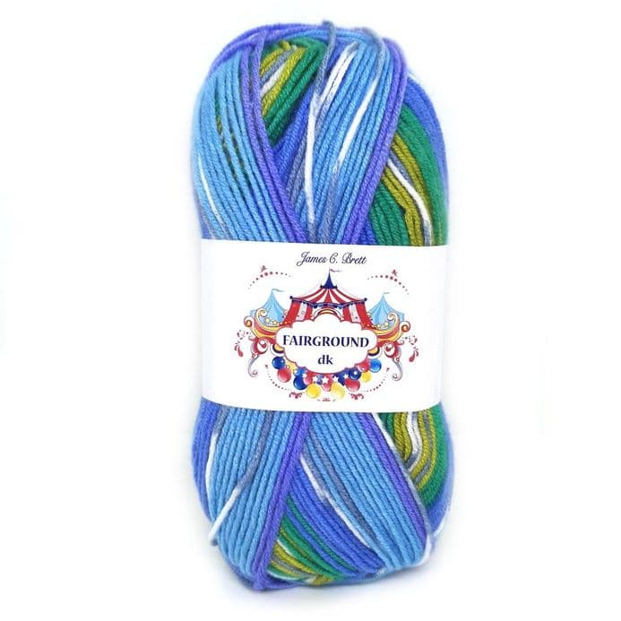 Yarn - James C Brett Fairground DK in Blue Green Mix G4 - Quilt Yarn Stitch