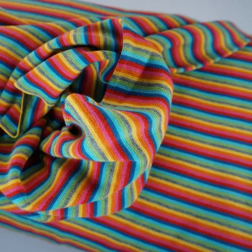 Cotton Jersey Fabric Tube in Rainbow Stripes