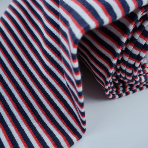 Cotton Jersey Fabric Tube in Red White and Blue Stripes