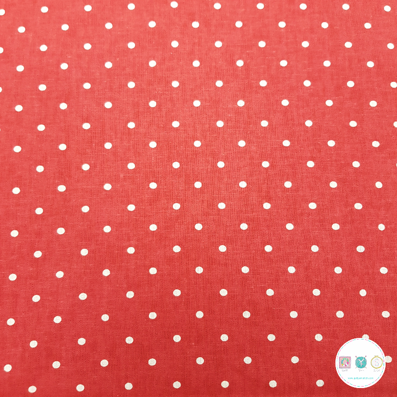 Linen Viscose Fabric Red With Polkadots Quilt Yarn Stitch
