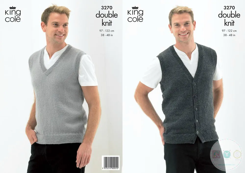 King Cole KC3270 - Mens Slipover And Waistcoat - Leaflet - Knitting Pattern