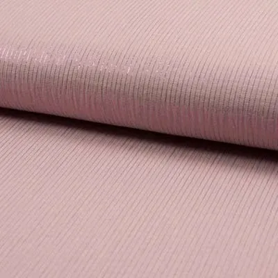 Double Gauze Fabric with Metallic Lurex Stripe in Old Rose