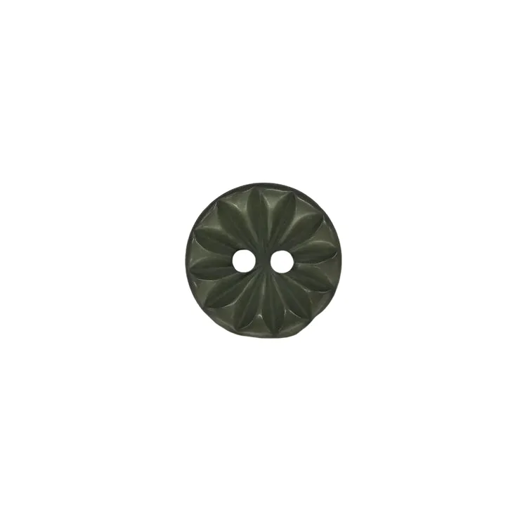 Buttons - 14mm Plastic Cut Daisy in Khaki Green