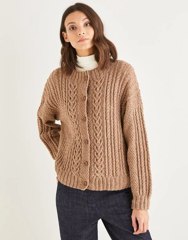 Knitting Pattern by Sirdar - Haworth Tweed Cable Cardigan 10150