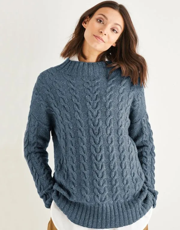 Knitting Pattern by Sirdar - Haworth Tweed Cable Sweater 10153