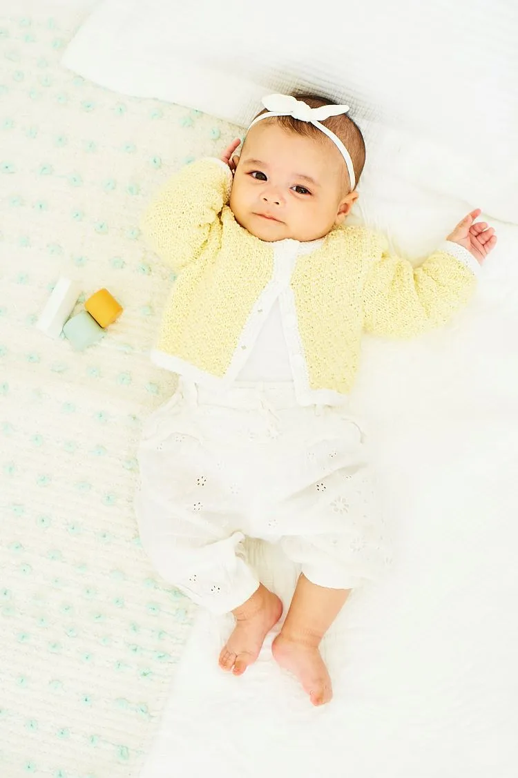 Knitting Pattern - Double Knit Textured Baby Cardigan by Stylecraft 9828 