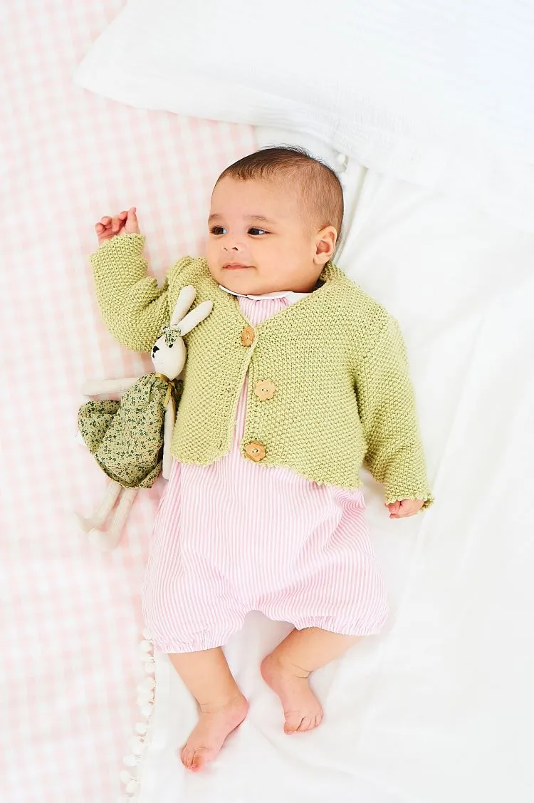 Knitting Pattern - Double Knit Moss Stitch Baby Cardigan by Stylecraft - 9829