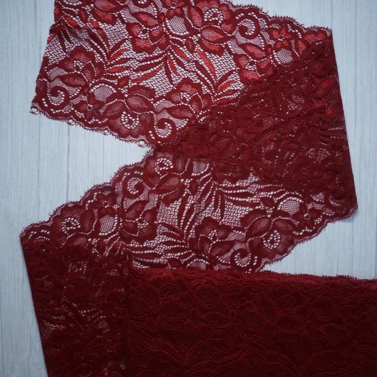 Bra And Lingerie - Stretch Galloon Lace Dark Red 15cm