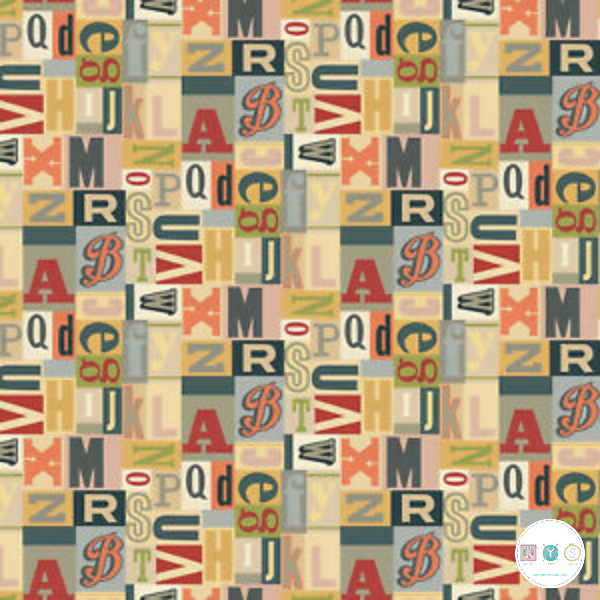 Quilting Fabric - Print Block from Letterpress by Deborah Edwards for Northcott 21890