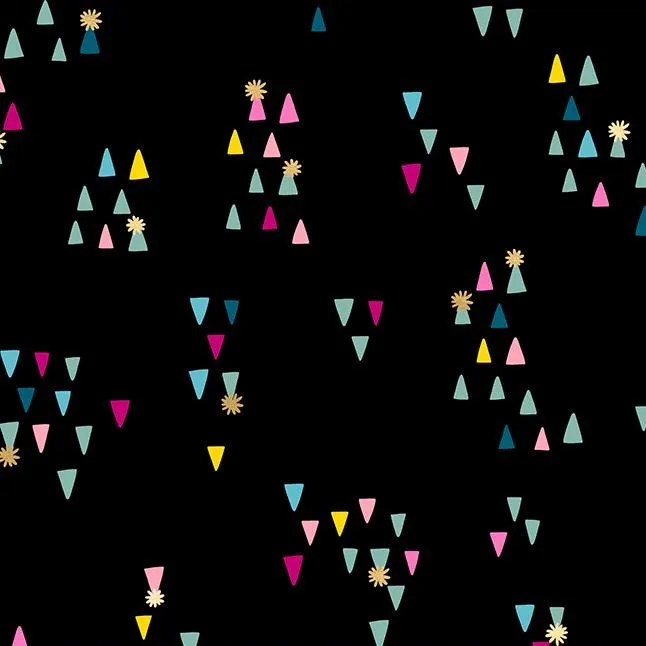 Quilting Fabric - Triangles on Black from Birthday by Sarah Watts for Ruby Star Society RS2046 12M