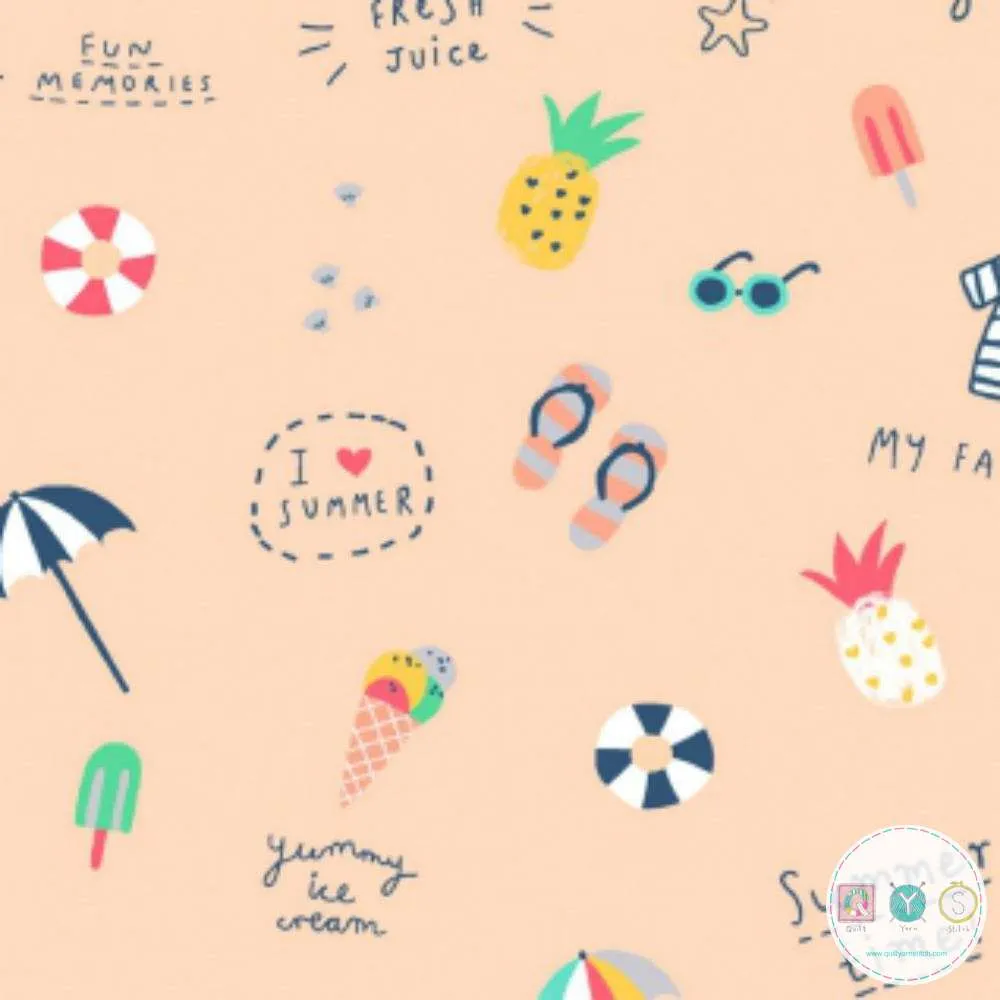 Quilting Fabric - Summertime Prints on Coral by Dear Stella