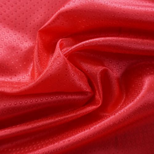 Lining Fabric - Lipstick Red Dobby Diamond Polyester