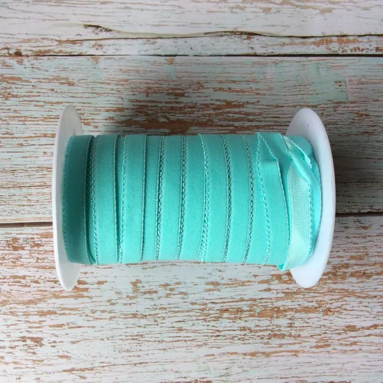 12mm Picot Edged Plush Back Bra Elastic - Light Turquoise