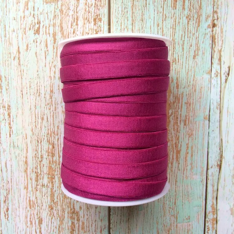 12mm Satin Plush Backed Bra Elastic - Magenta