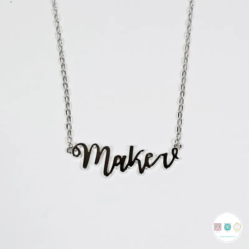 Gift Idea - Maker Necklace - 20" Silver - Nickel Free - by The Quilt Spot - Gifts